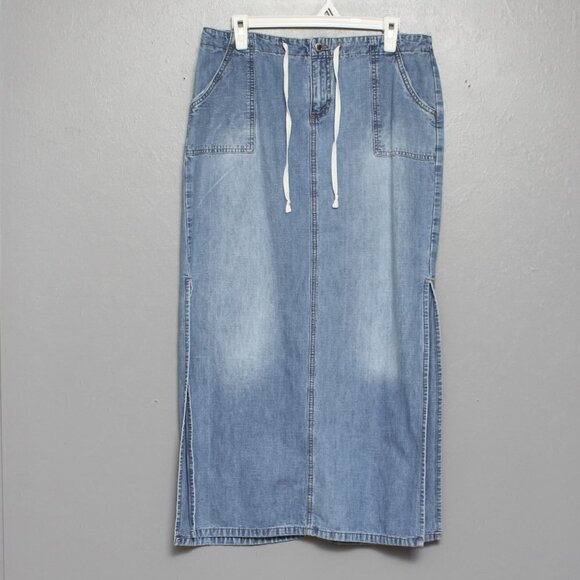 Vintage Carolina Blues 90s Y2K low rise maxi denim skirt - Picture 1 of 5